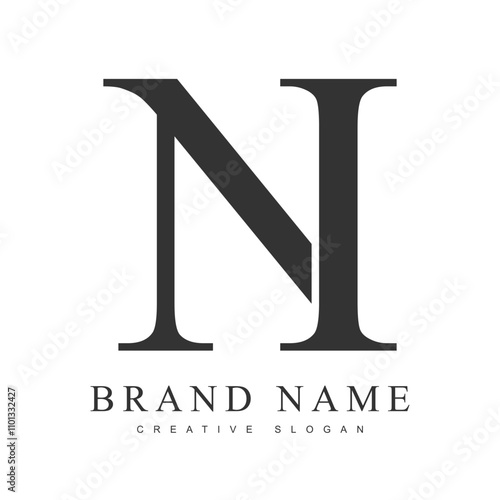 NI trendy logotype template. Initial letter n and i classic font style. Creative logo for company name or identity.