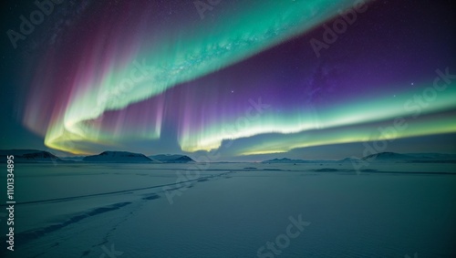 Wallpaper Mural Northern lights over arctic tundra at night Torontodigital.ca