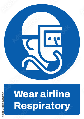 ISO mandatory safety signs sentence case text_wear airline respiratory_portrait size a4/a3/a2/a1	 
