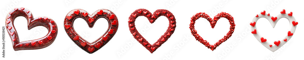Set of an infinity symbol with small red hearts incorporated, isolated on a transparent background. Set of an infinity symbol with small red hearts incorporated, isolated on a transparent background.