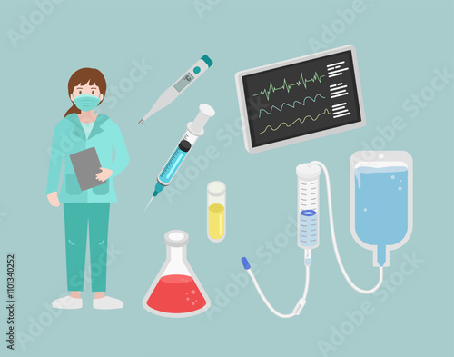 Medical clinic workers, doctor, paramedic and nurse.