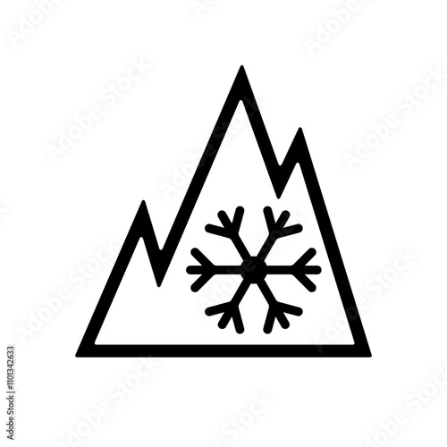 Winter tire marking, three peak mountain snowflake.