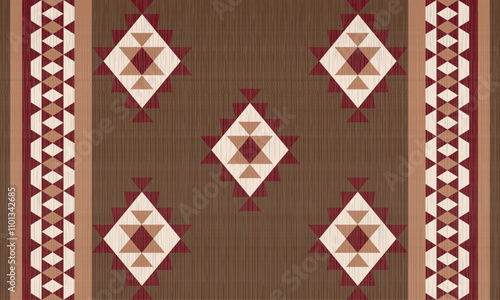 Navajo tribal vector seamless pattern. Native American ornament. Ethnic South Western decor style. Boho geometric ornament. Vector seamless pattern. Mexican blanket, rug. Woven carpet illustration