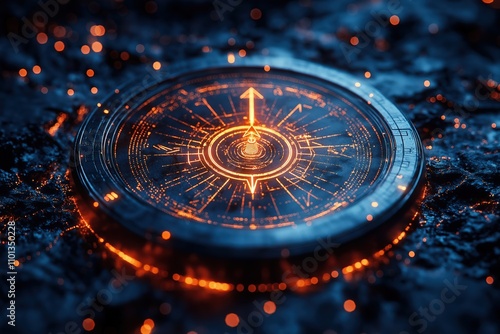 Wallpaper Mural Modern compass with glowing indicators surrounded by shimmering particles at night Torontodigital.ca