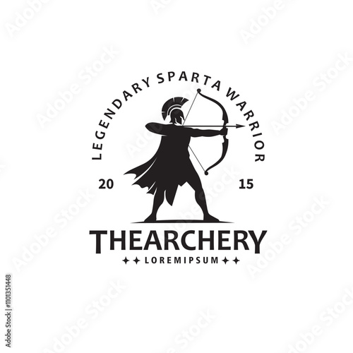 spartan warrior archery silhouette logo vector illustration