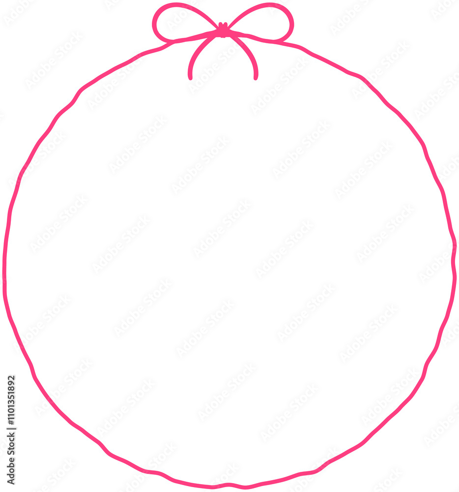 Fototapeta premium Doodle round frame with bow 