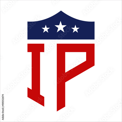 Patriotic IP Logo Design. Letter IP Patriotic American Logo Design for Political Campaign and any USA Event.