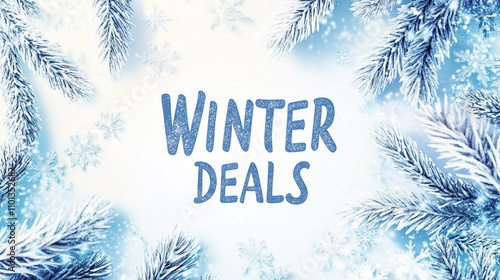 Winter Deals Text with Frosty Ice Crystal Design photo