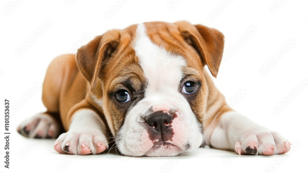 Obraz premium photograph of Bulldog puppy, isolated on white