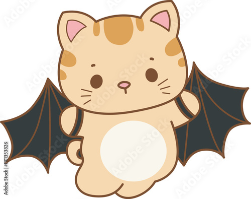 Illustration of cute kitty halloween icon.
Funny halloween cat in daily activities elements.
