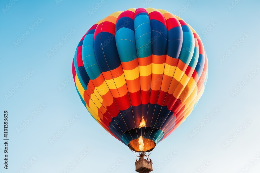Fototapeta premium Colorful hot air balloons flying high in a clear blue sky