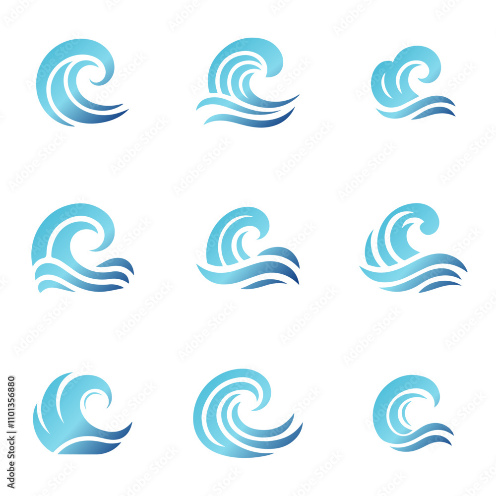 Obraz premium Water vector icon with various variations gradient colors