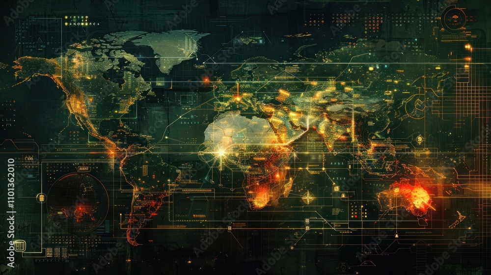 A digital world map with glowing elements, suggesting technology and data visualization. A digital world map with glowing elements, suggesting technology and data visualization.