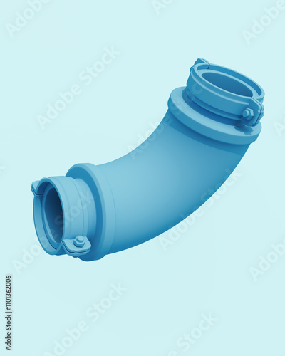 Blue pipes tubes abstract pale background bend neutral monochrome soft tones pastel 3d illustration render
