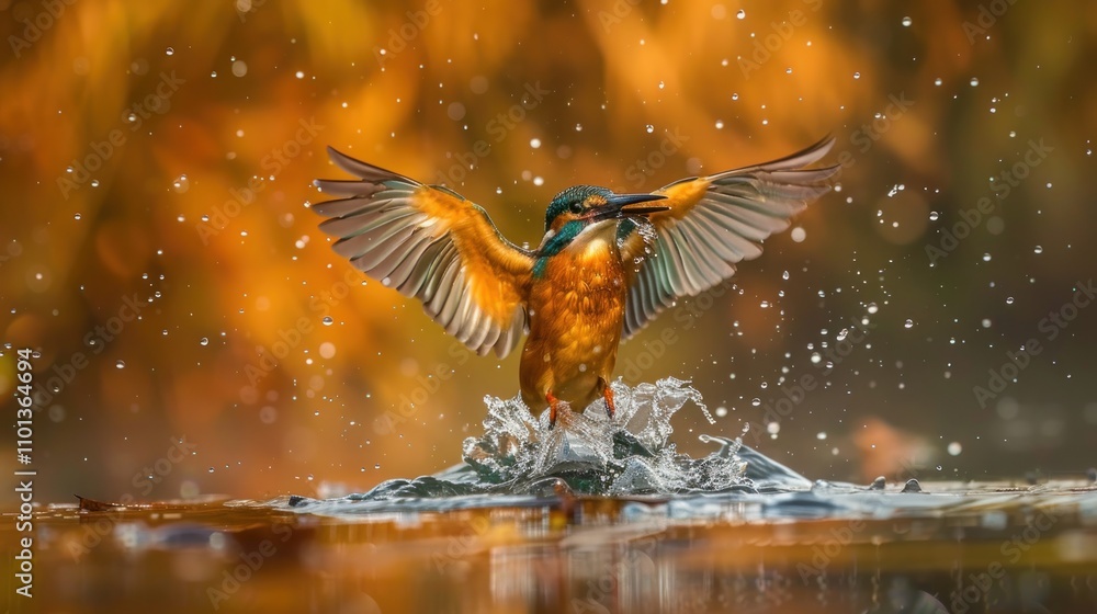 Obraz premium photograph of Female Kingfisher emerging from the water after an unsuccessful dive to grab a fish. Taking photos of these beautiful birds is addicitive now I need to go back again.