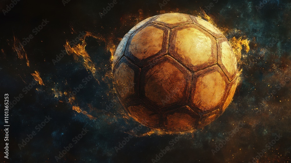 Fototapeta premium Football soars through air. Generative AI