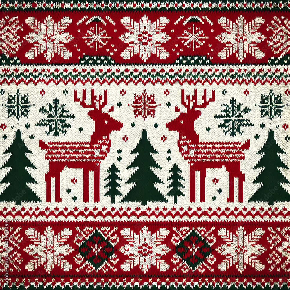 custom made wallpaper toronto digitalFestive holiday sweater design with reindeer. Generative AI