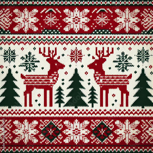 Wallpaper Mural Festive holiday sweater design with reindeer. Generative AI Torontodigital.ca