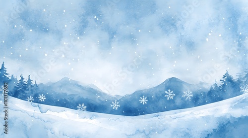 Wallpaper Mural Serene Winter Mountain Landscape With Falling Snow Torontodigital.ca