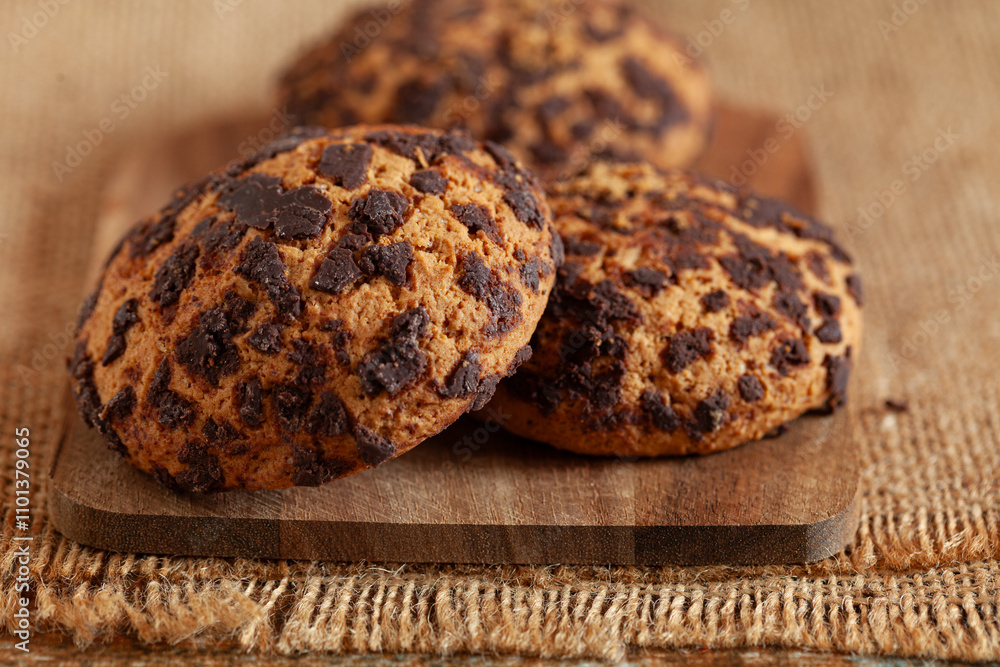 Fototapeta premium Traditional double chocolate chip cookie