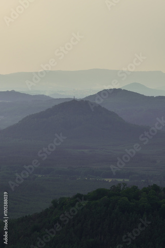 View from Bezděz Castle on the landscape of the Bohemian Central Highlands.