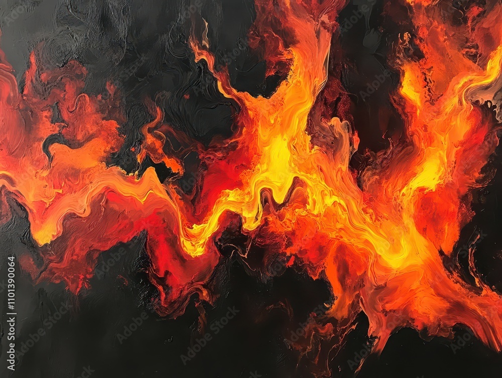 Fototapeta premium Dynamic Fluid Pour of Fiery Reds and Oranges Art Composition Abstract Environment Artistic Viewpoint Vibrant Concept