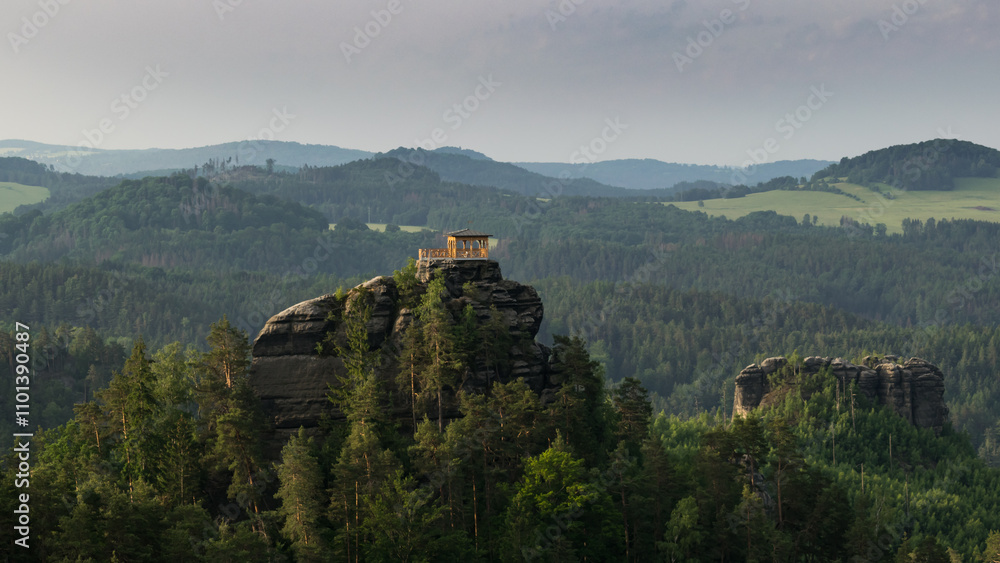 Obraz premium Amazing landscape of Czech Switzerland from Maria's viewpoint, Czech Republic.
