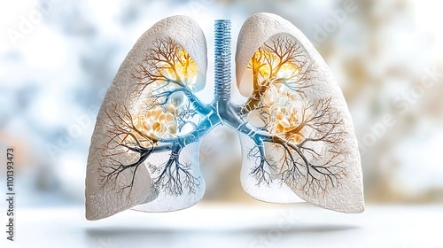 The human respiratory system consists of two lungs, which are spongy organs located in the chest cavity photo