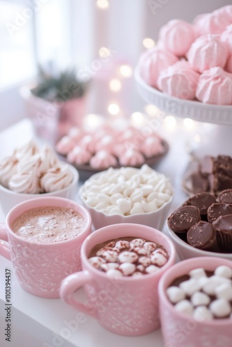 DIY Hot Chocolate Bar Cozy hot chocolate bar with marshmallows and sweet treats for a winter gathering