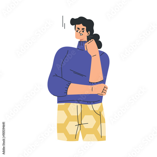 Angry Annoyed Woman Character Have Conflict and Argument with Someone Vector Illustration