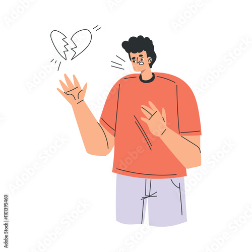 Angry Annoyed Man Character Have Conflict and Argument with Someone Vector Illustration