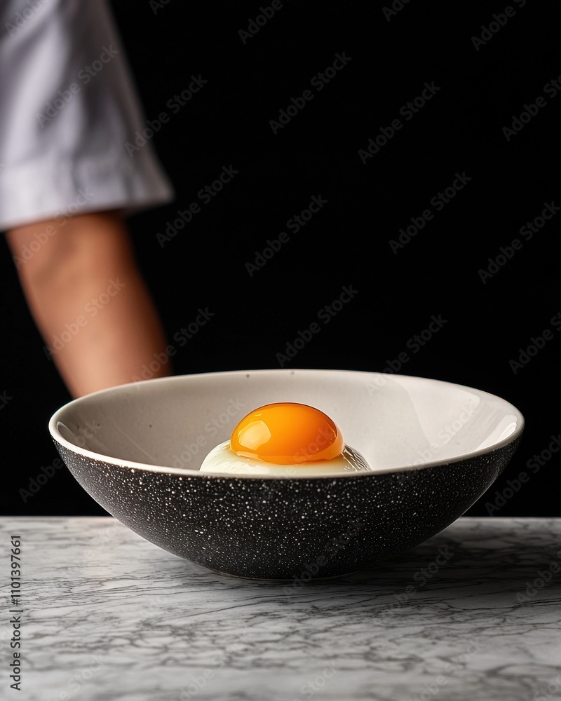 Cooking techniques perfectly poached egg kitchen food modern space close-up culinary art Cooking techniques perfectly poached egg kitchen food modern space close-up culinary art