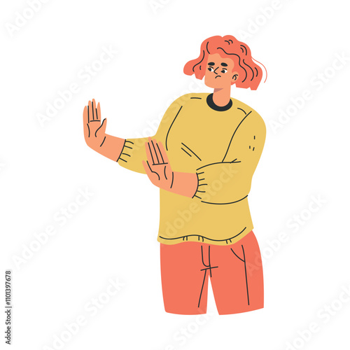 Angry Annoyed Woman Character Have Conflict and Argument with Someone Vector Illustration