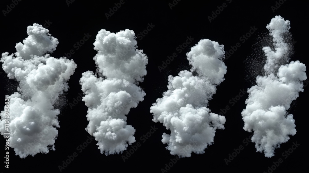 Fototapeta premium White steam, black background. Generative AI