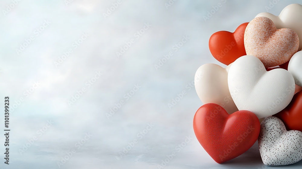 Fototapeta premium A vibrant and playful Valentine's Day background featuring an array of colorful hearts in varying sizes and shades