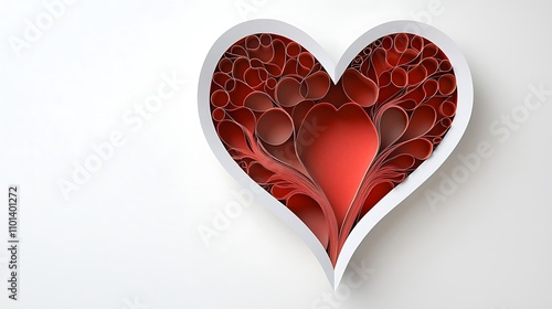 A beautifully crafted frame heart mockup featuring intricate love concept paper cut style illustration, with a 3D paper design that includes copy space for personalized messages.