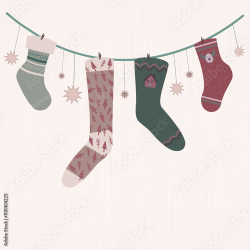 Christmas garland of jolly socks