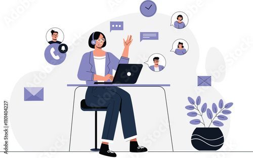 Telecaller Call Center Illustration