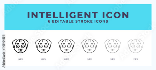 Intelligent dog icon illustration vector with editable stroke.