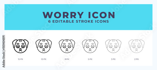 Worry dog line icon. For web. And mobile app. Vector illustration.