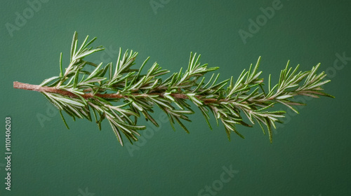 Fresh rosemary plant captured in photorealistic detail on green AI generative photo