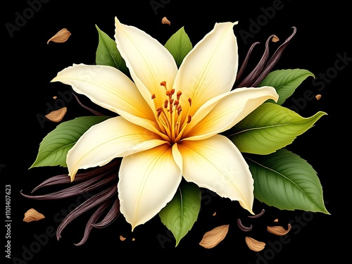 Vanilla Flower Illustration – Elegant Botanical Artwork