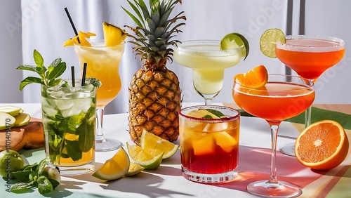 Wallpaper Mural Photographs of several alcoholic drinks with fruit Torontodigital.ca
