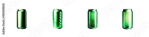 Wallpaper Mural Set of Green color blank Beverage Can, isolated over on transparent white background Torontodigital.ca