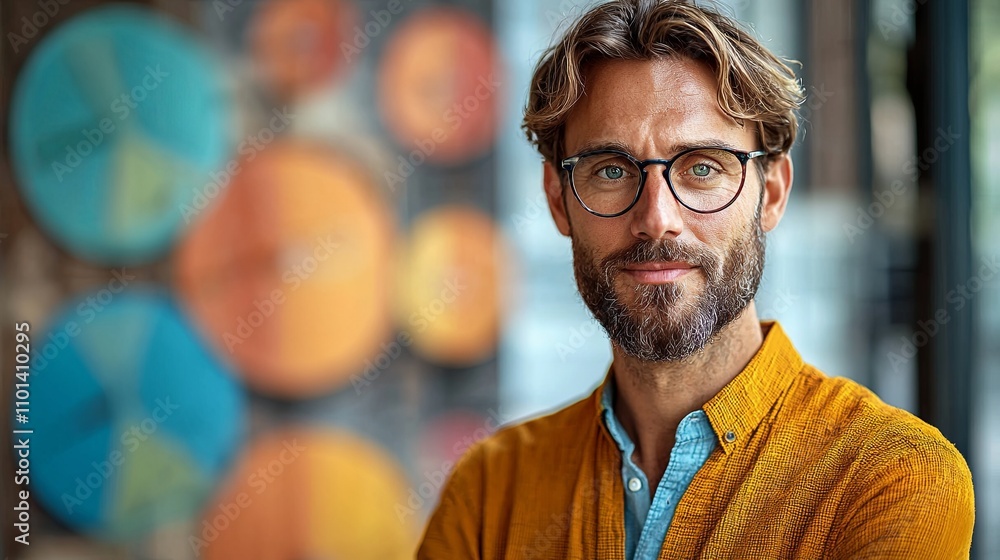 Professional Man with Risk Assessment Matrix Background Professional Man with Risk Assessment Matrix Background
