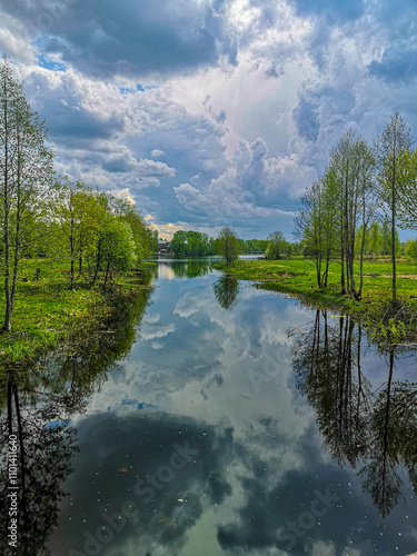 River channel in the city Vyshny Volochyok , Russia photo