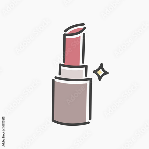 Lipstick cartoon flat line art. Illustration of Lipstick, perfect for needs related to beauty, fashion, cosmetic, makeup, and more.