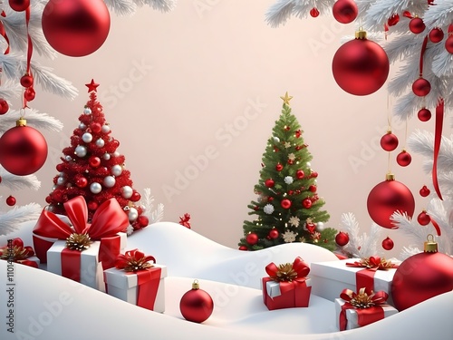 christmas background with christmas ornaments in it