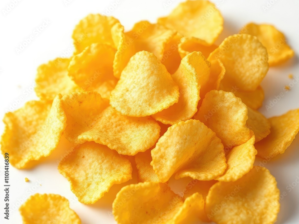 Crisp, salty perfection. A close-up on potato chip texture. Crisp, salty perfection. A close-up on potato chip texture.