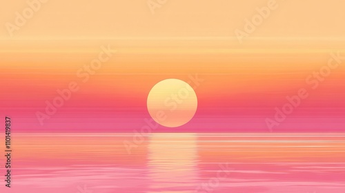 A sunset with a large sun in the sky